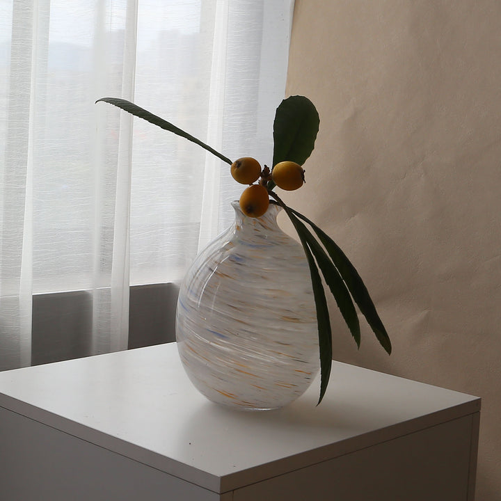 Handcrafted Swirled Marble-Effect Accent Vase with Rounded Bulb Body