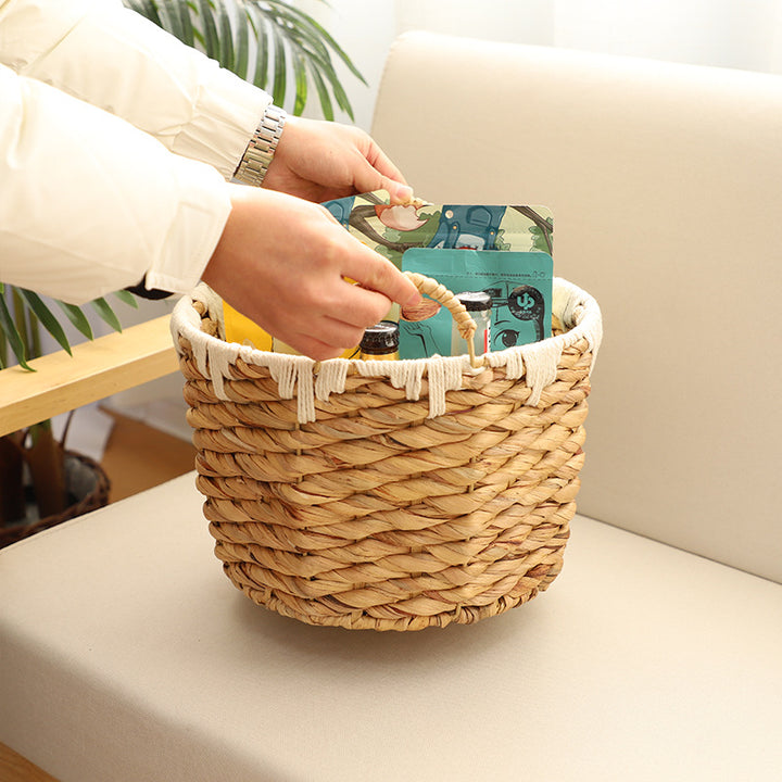 Basket with Macrame Accents