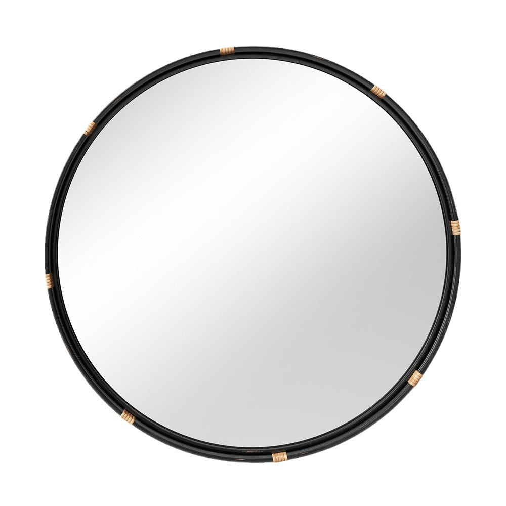 Round Decorative Wall Mirror With Braided Edge