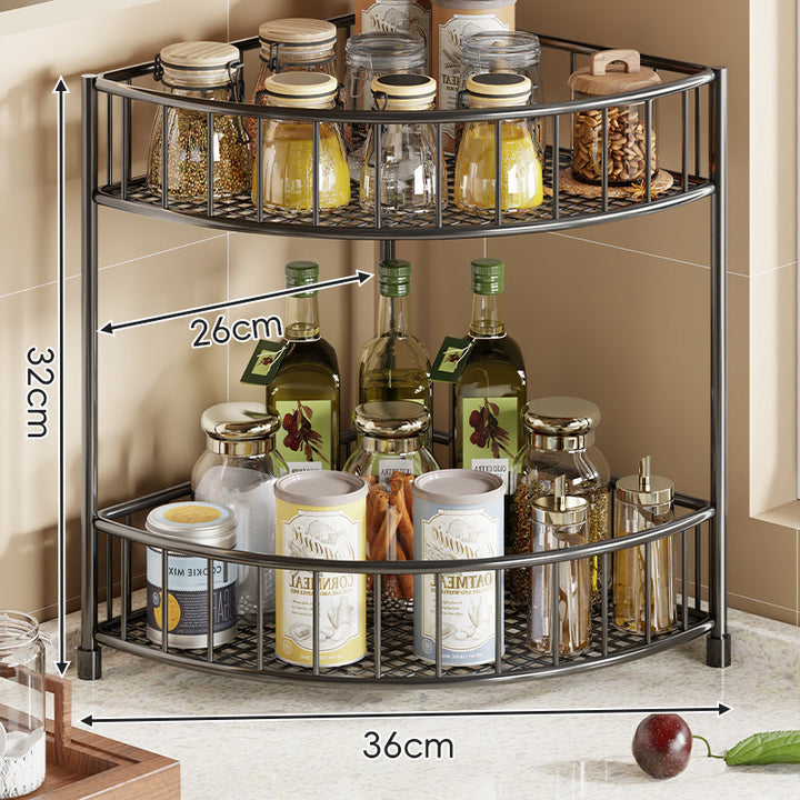 Three-Tier Corner Gold Metal Kitchen Storage Rack