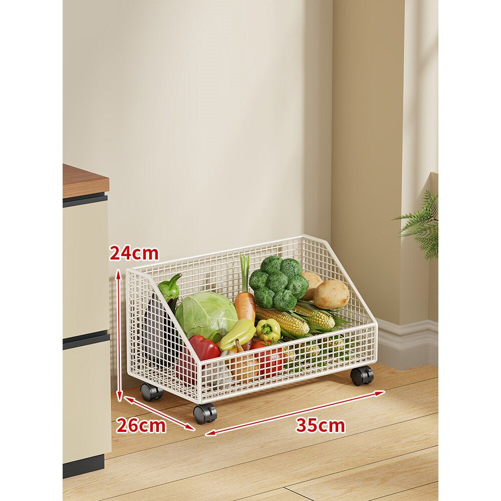 Two-Tier Mesh Rolling Kitchen Produce Storage Cart