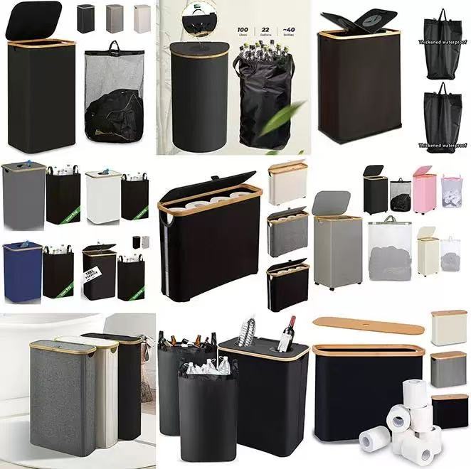 Multifunctional laundry storage box with bamboo lid