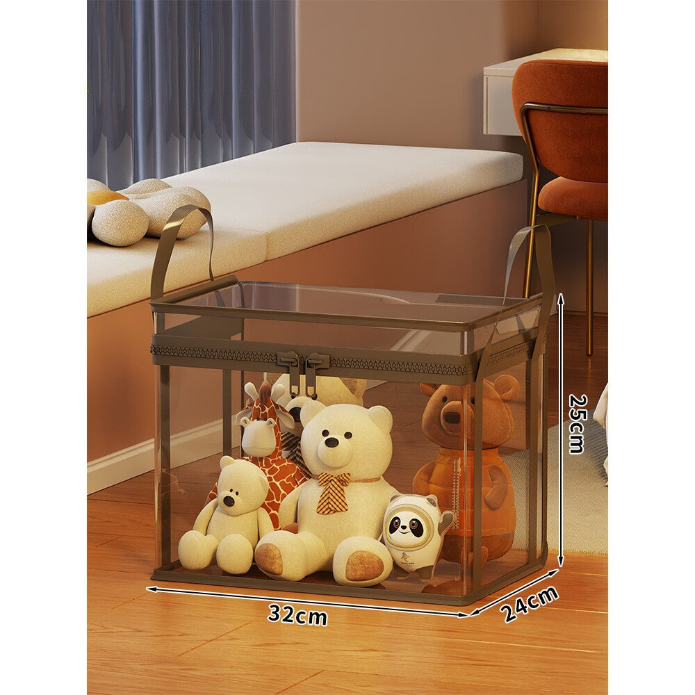 Transparent Zippered Foldable Storage Box with Reinforced Carry Handles
