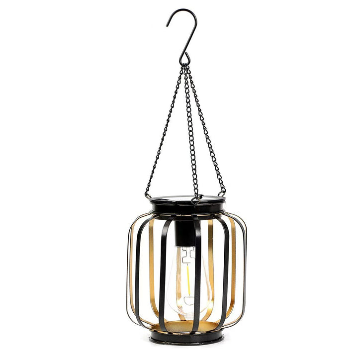 Outdoor Solar Hanging Lights in Metal Cage with Warm LED Candle Light