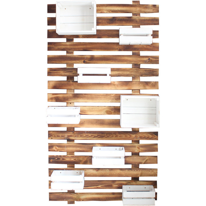 Wall shelf system with integrated storage boxes