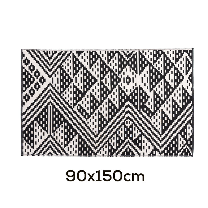 Modern flat-woven carpet runner with abstract geometric design