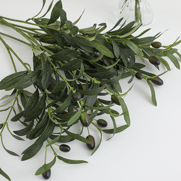 Artificial olive tree branch with detailed leaves and fruits