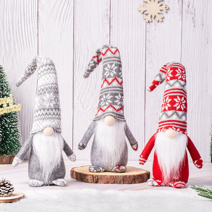 Decorative Christmas gnome with knitted hat