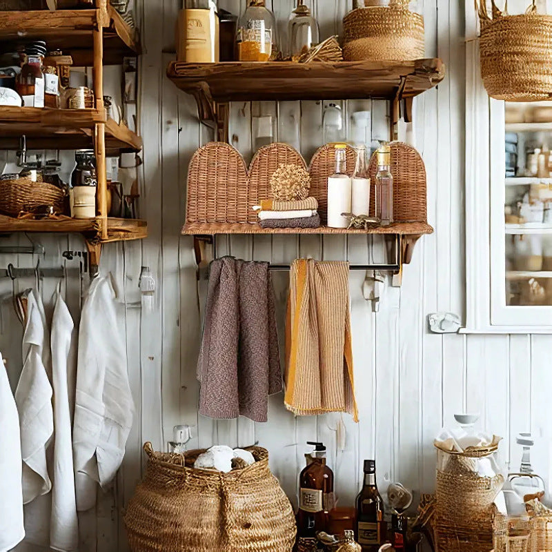 Wall shelf with woven design