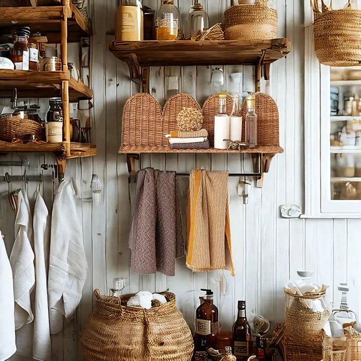 Wall shelf with woven design