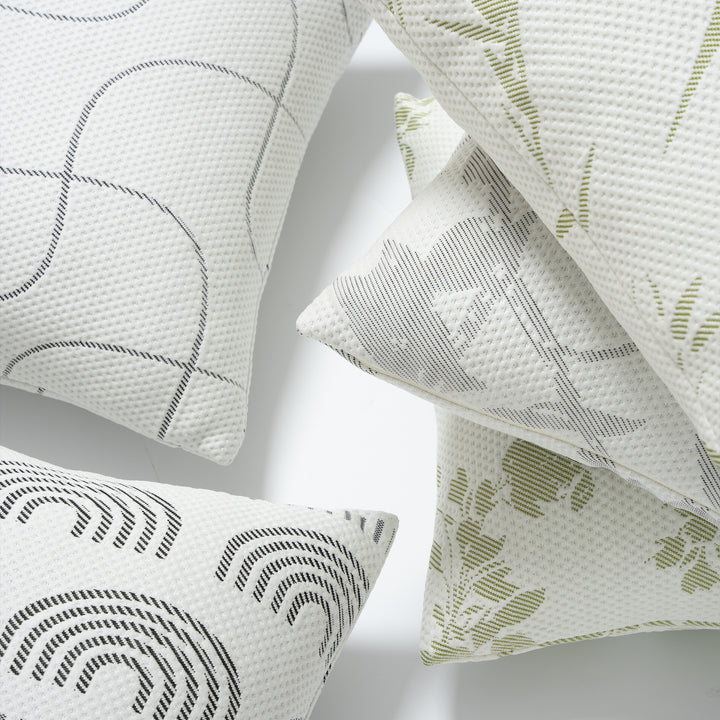 Jacquard pillowcase with textured waffle weave and delicate leaf pattern