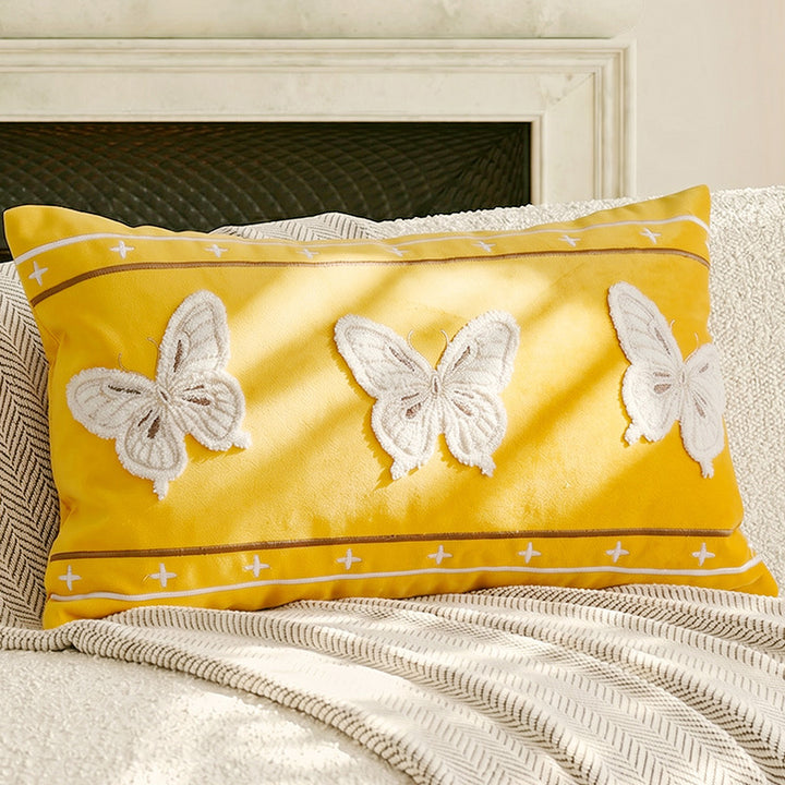Decorative Butterfly Embroidered Accent Pillow
