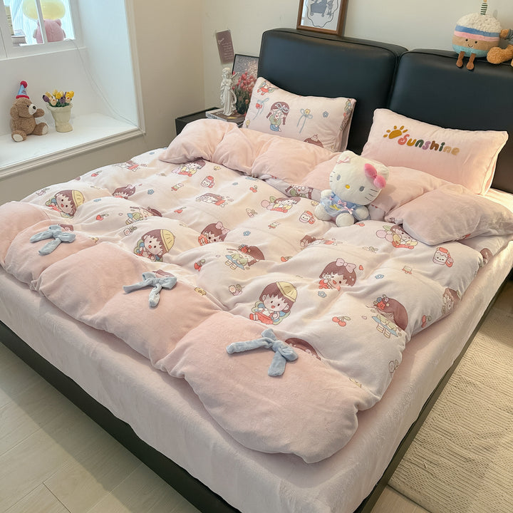 Soft Flannel Checkered Duvet Cover Set