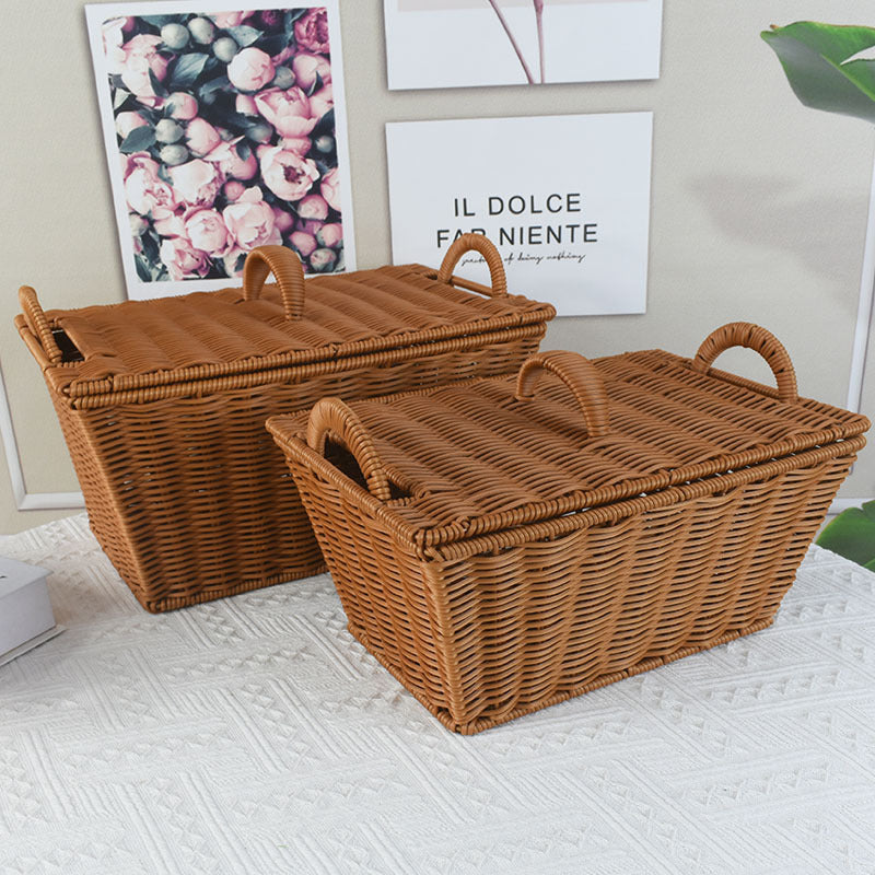 Handcrafted Woven Storage Basket with Lid