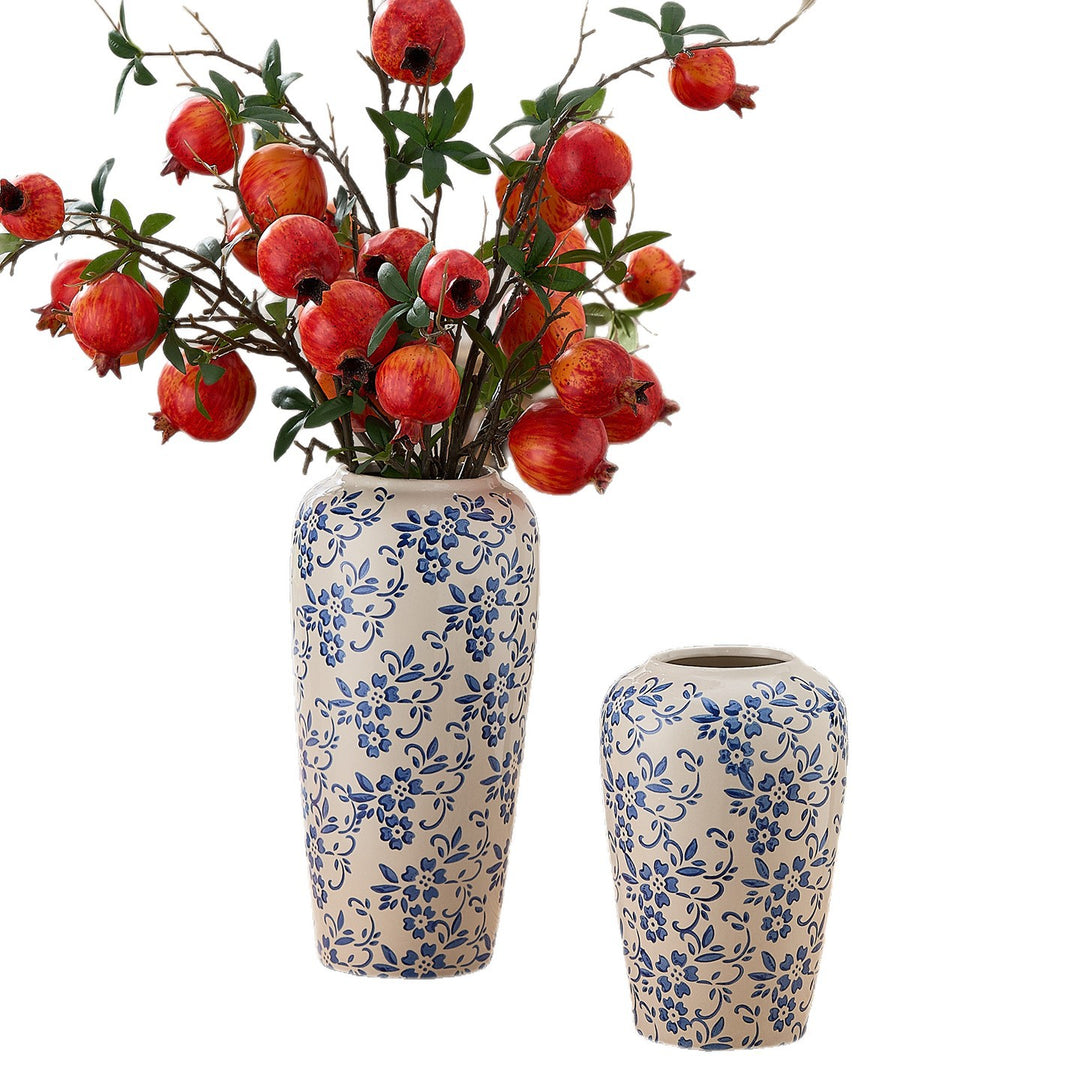 Elegant ceramic vase in floral pattern