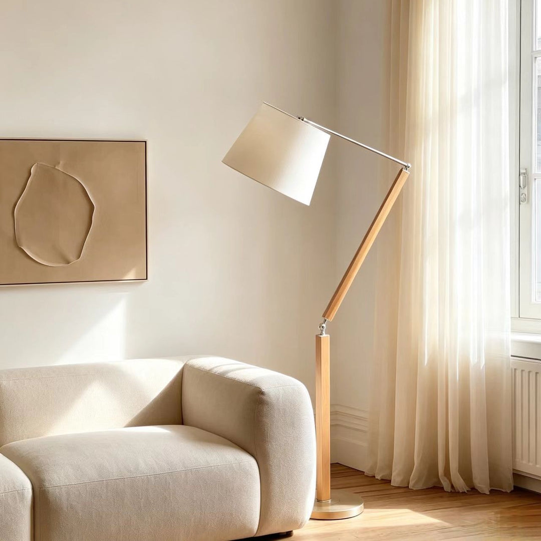 Adjustable wooden arch floor lamp