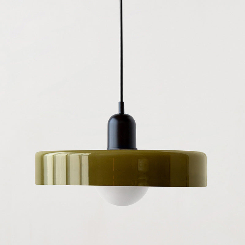 Minimalistic ceramic pendant lamp with layered bell shade