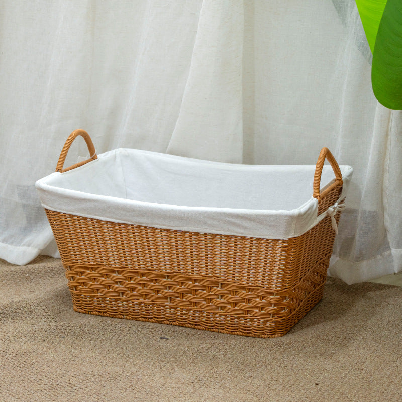 Braided storage basket with removable inner lining