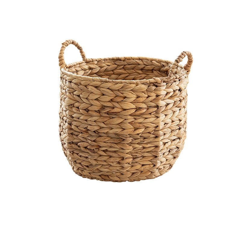 Handwoven decorative basket with heart motif