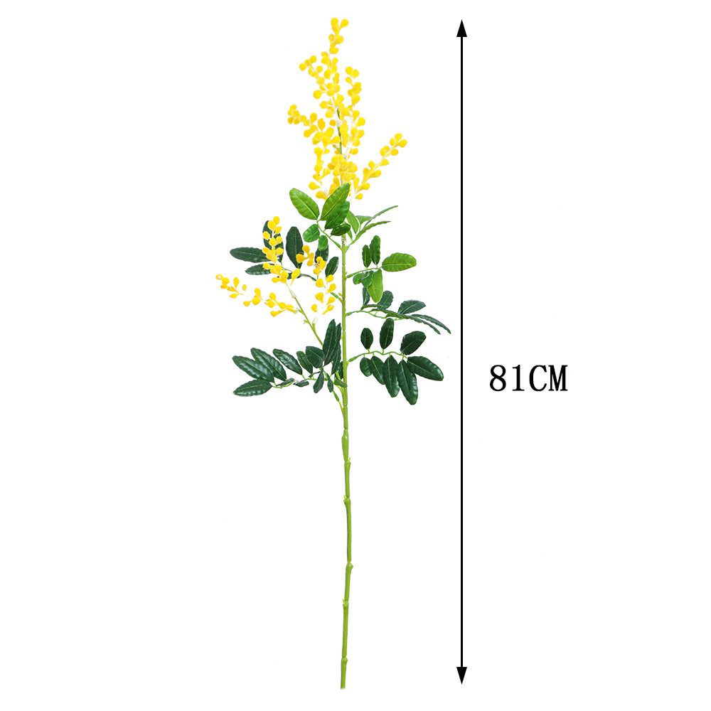 Artificial mimosa branch with detailed flowers and leaves