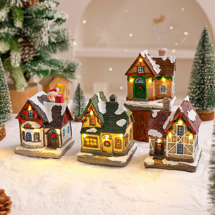 Decorative Christmas village with lights