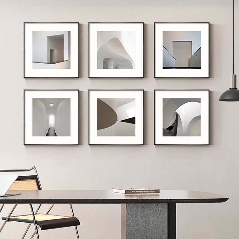 Framed Black and White Architectural Artwork