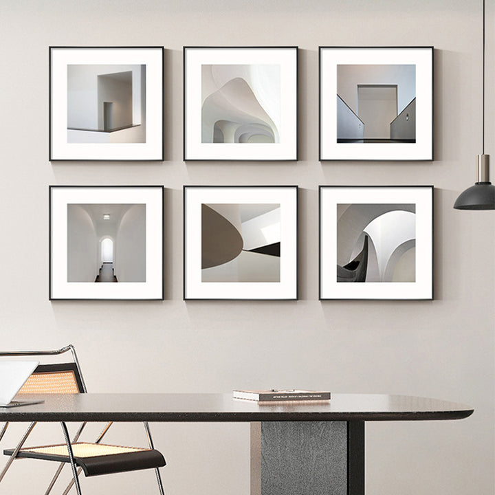 Framed Black and White Architectural Artwork