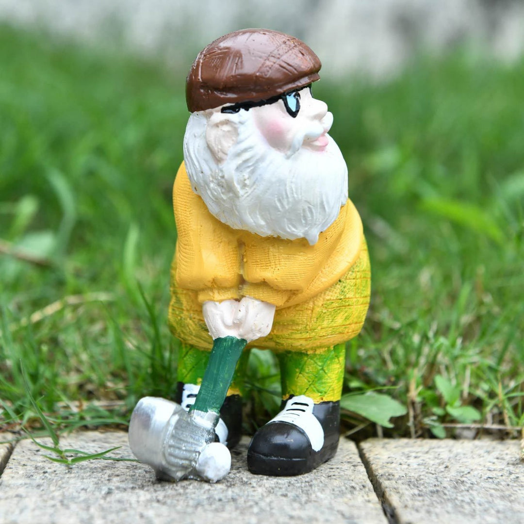 Whimsical Golfing Gnome Figurine
