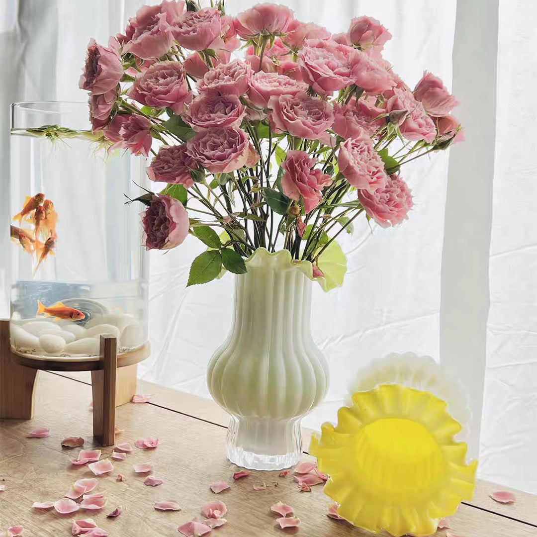 Decorative Ribbed Glass Vase