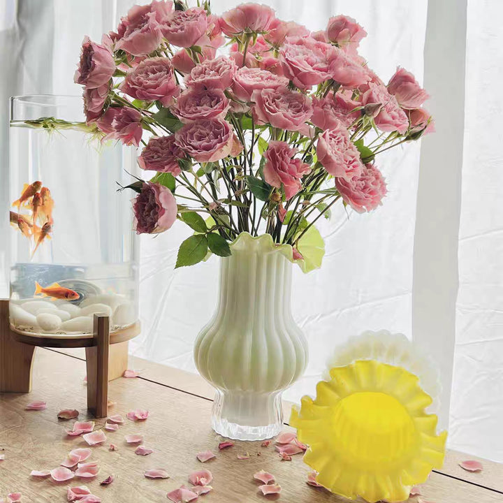 Decorative Ribbed Glass Vase