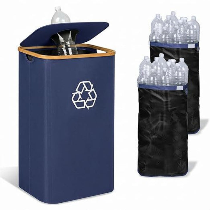 Elegant recycling bin with removable lid and compartments