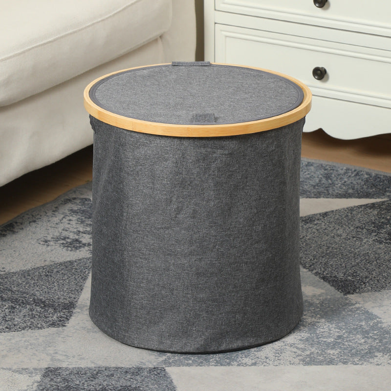 Practical laundry container with bamboo lid