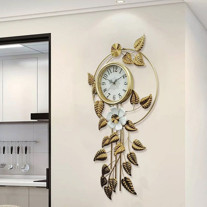 Decorative Wall Clock with Floral Accents