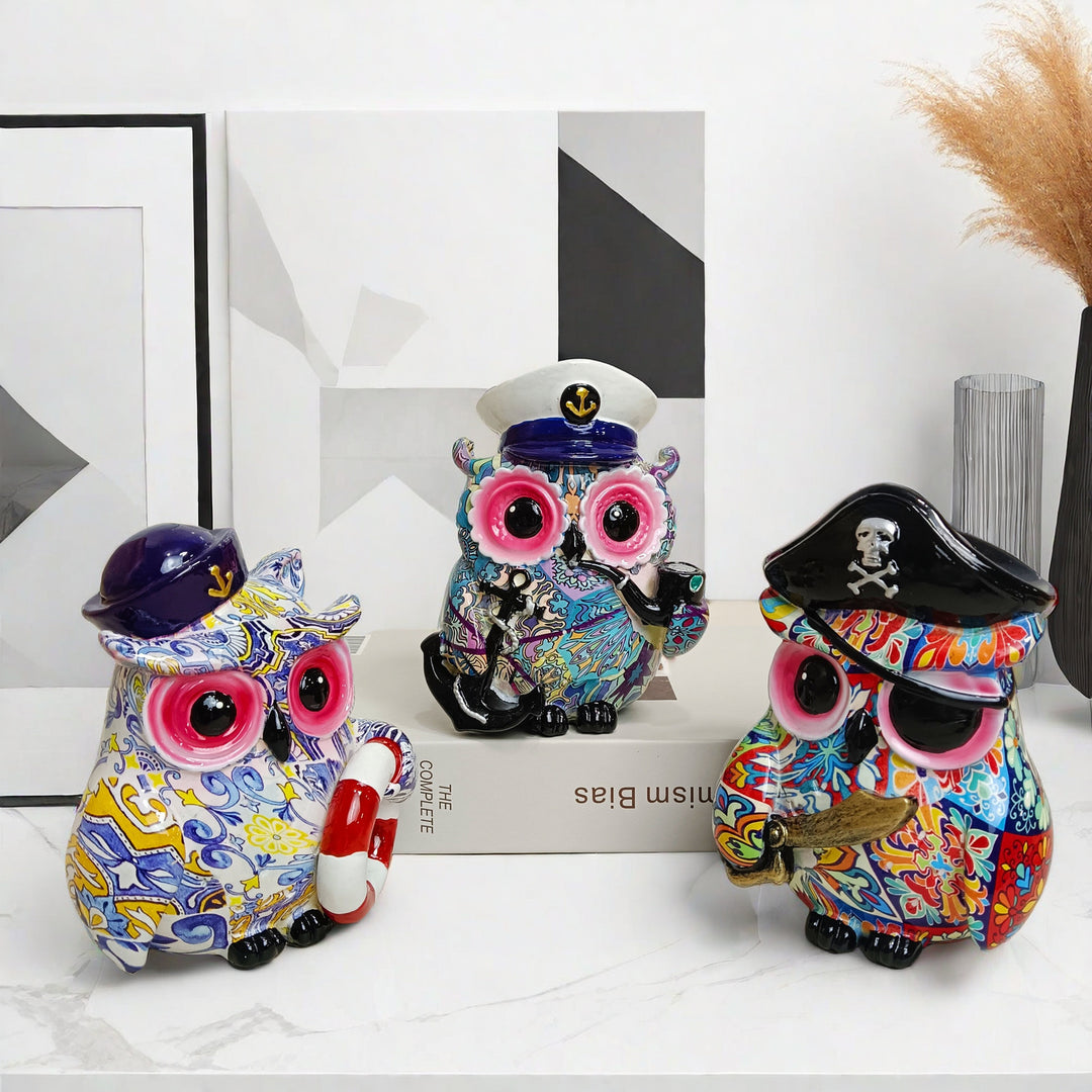 Artistic owl figure in maritime design