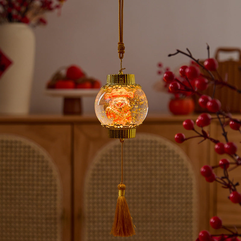 Nostalgic Christmas lantern with festive Santa