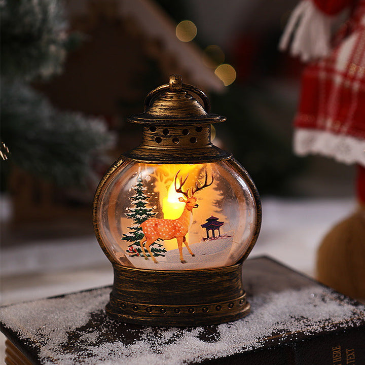 Decorative Christmas lantern with festive Santa motif