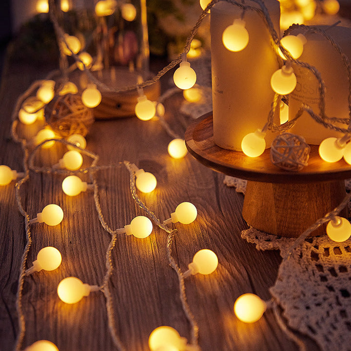 Decorative string lights with colorful crystal balls