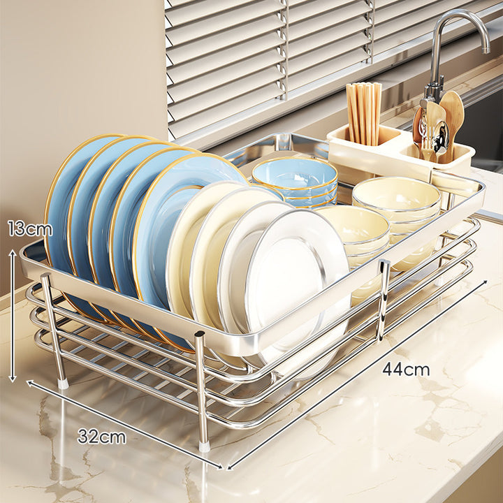 Stainless Steel Plate and Bowl Drying Rack with Removable Drip Tray