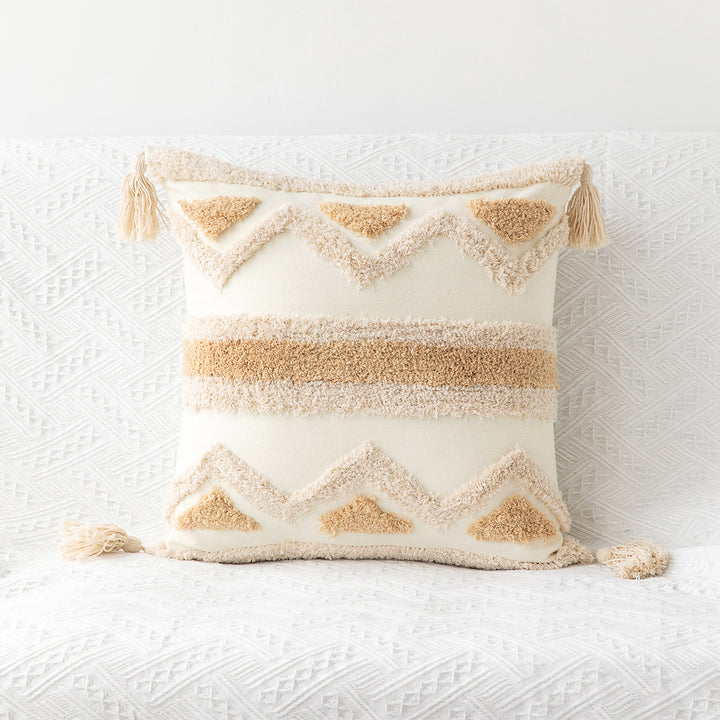 Textured Tassel Accent Throw Pillow