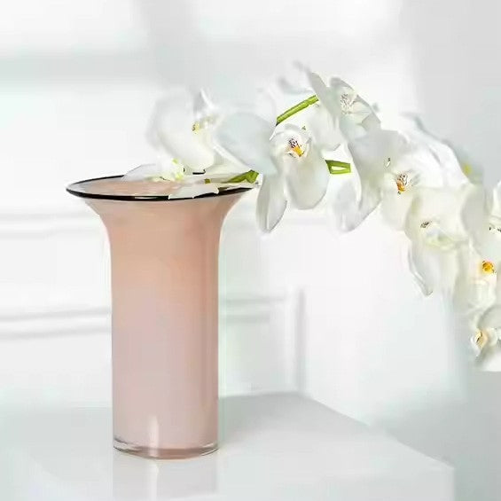 Hand-Blown Trumpet-Shaped Tall Tabletop Vase with Flared Lip