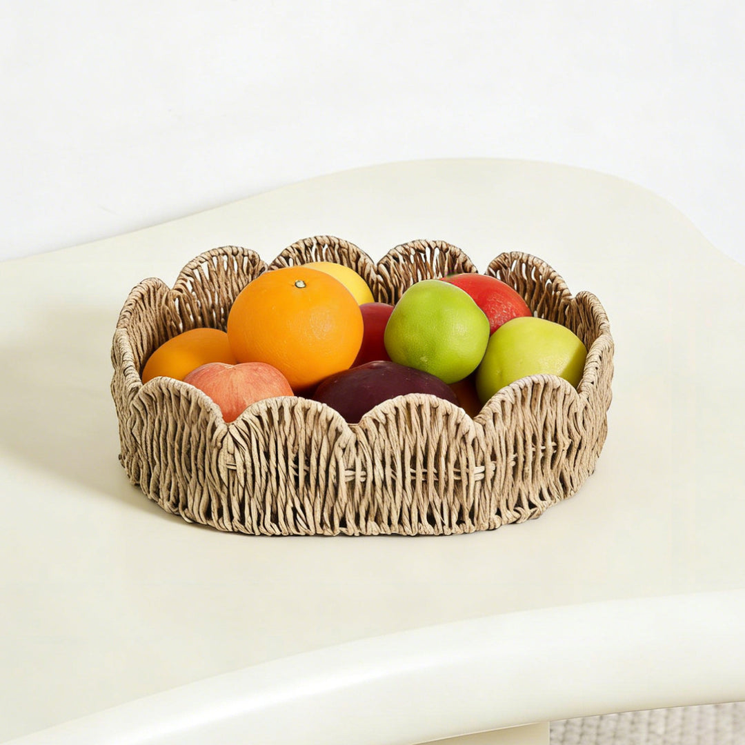 Decorative hand-woven storage basket