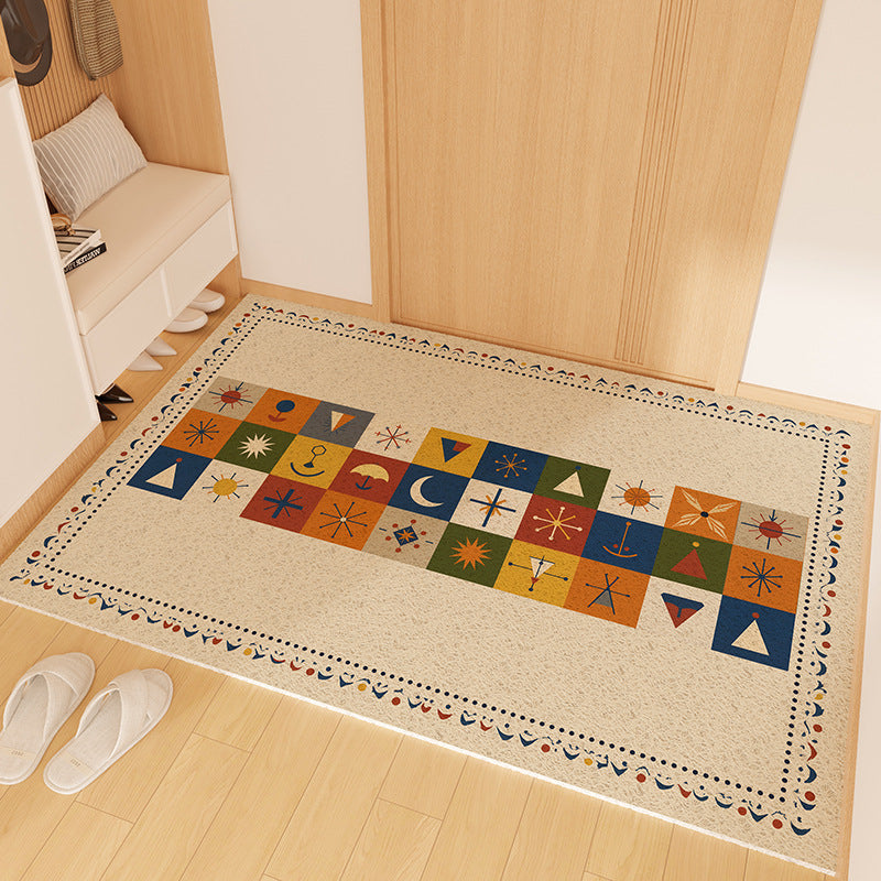 Playful Striped Dog Print Welcome Mat