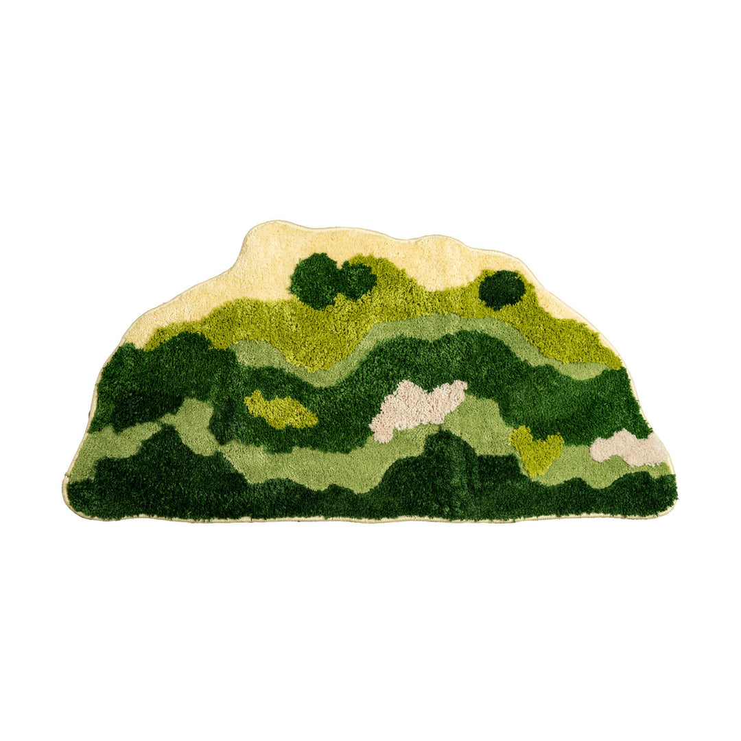 Shaped high-pile carpet runner with relief landscape texture