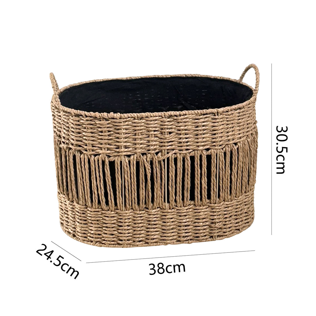 Storage basket with elegant fringe design