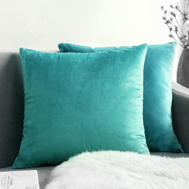 Ultra-Soft Velvet Square Decorative Pillow Cover with Minky Back and Invisible Zipper