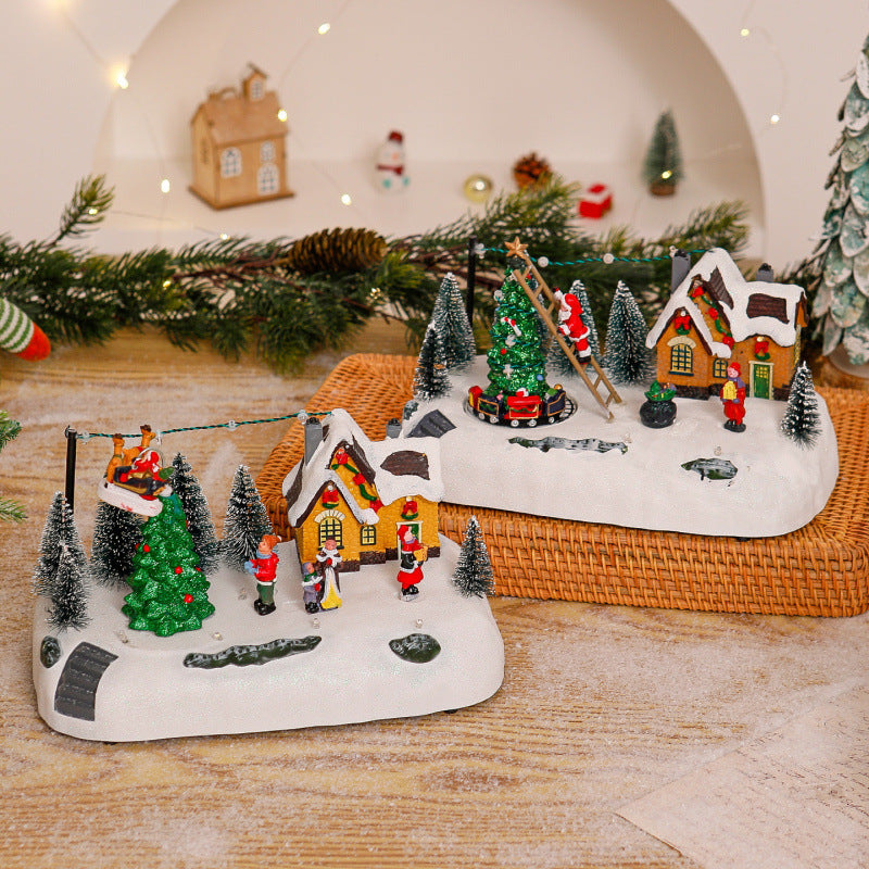 Shopping center Christmas village with luminous figures