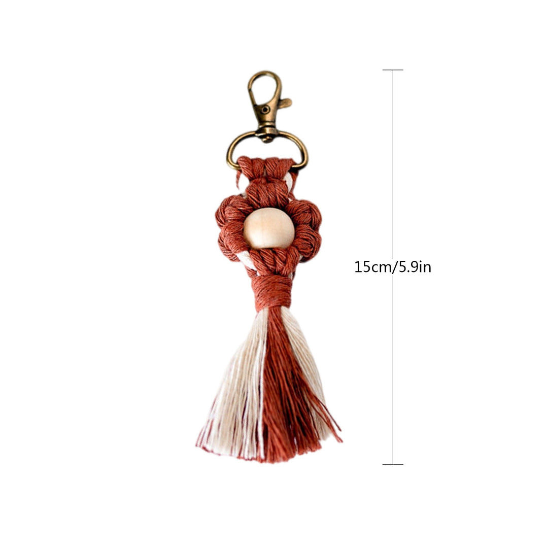 Macrame Keychain with Wooden Accents