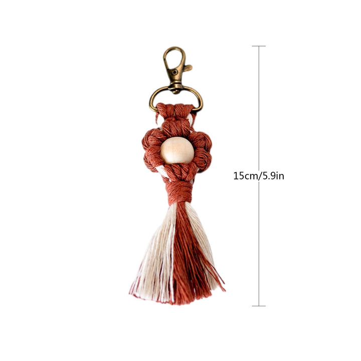 Macrame Keychain with Wooden Accents