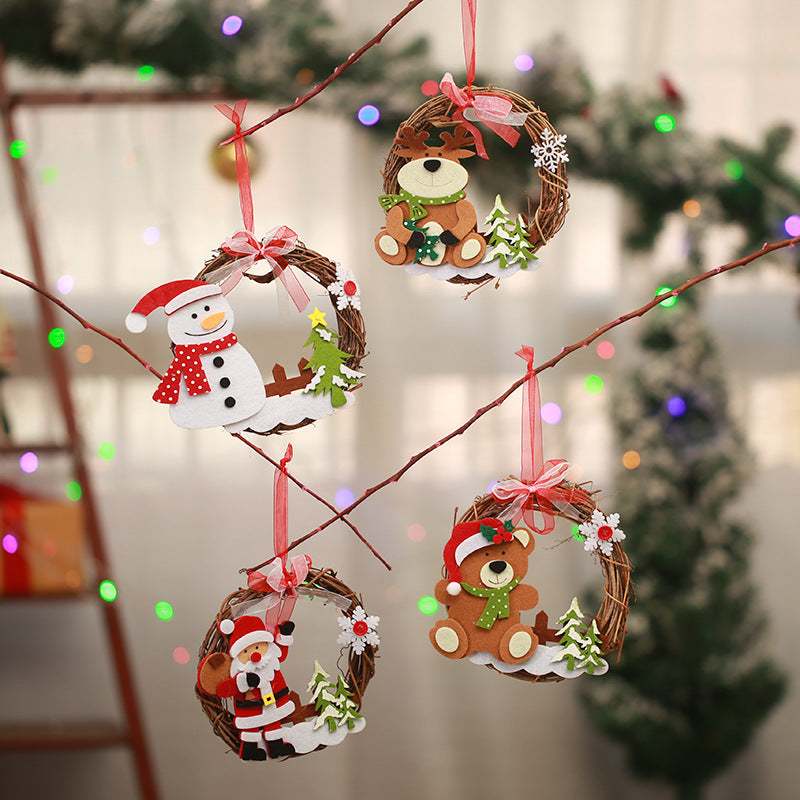 Decorative Christmas wreath with reindeer motif