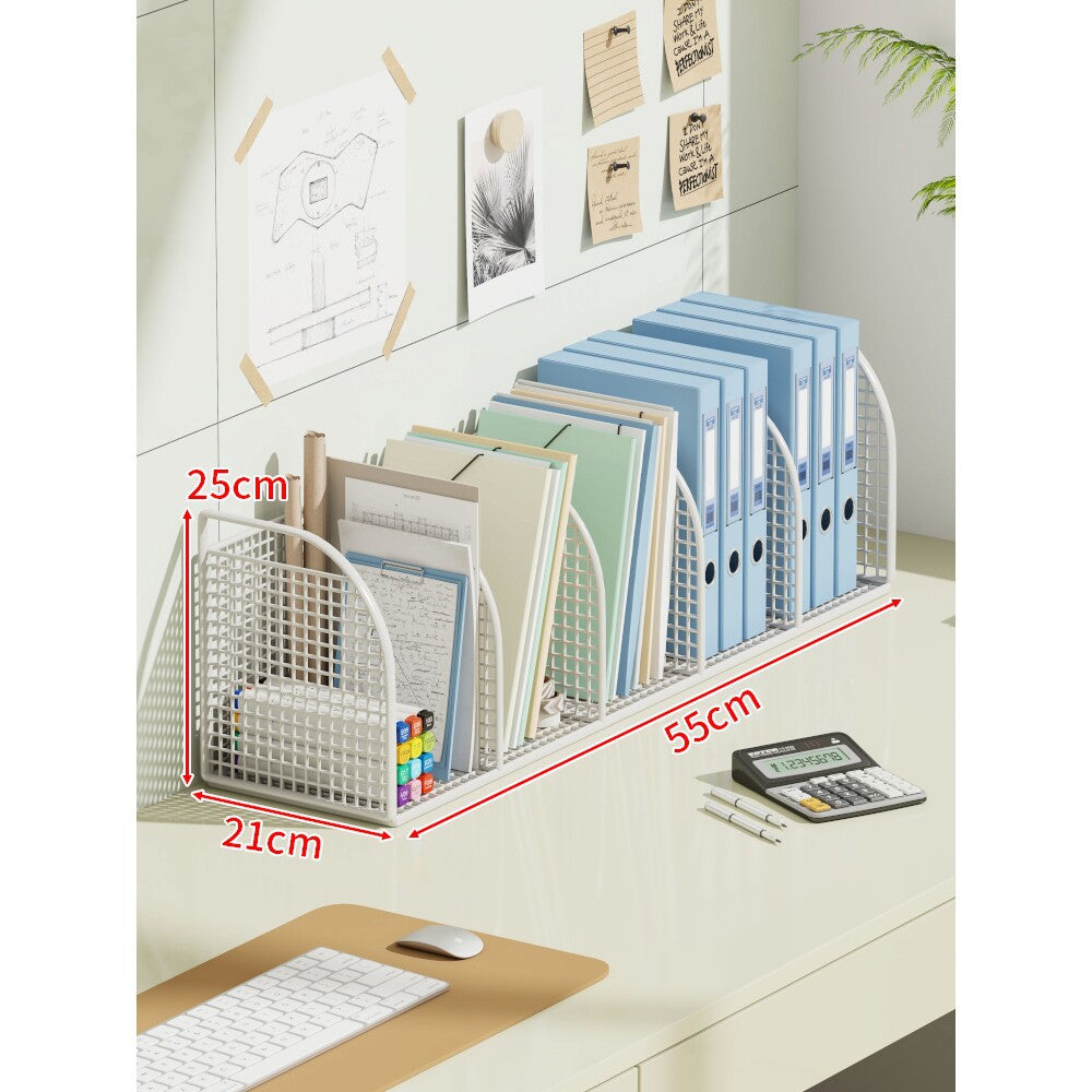 Multi-Tier Angled Metal Mesh Desktop File and Folder Organizer
